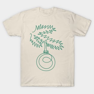 Contour drawing christmas bauble T-Shirt